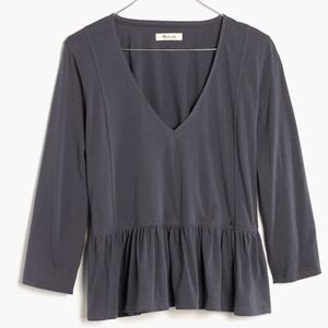 Madewell deep v-neck  peplum blouse L